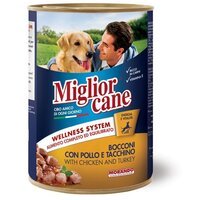 Вологий корм для собак Migliorcane курка та індичка, шматочками, 405 г,