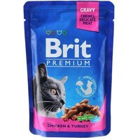 Вологий корм для котів Brit Premium pouch 100г курка та індичка