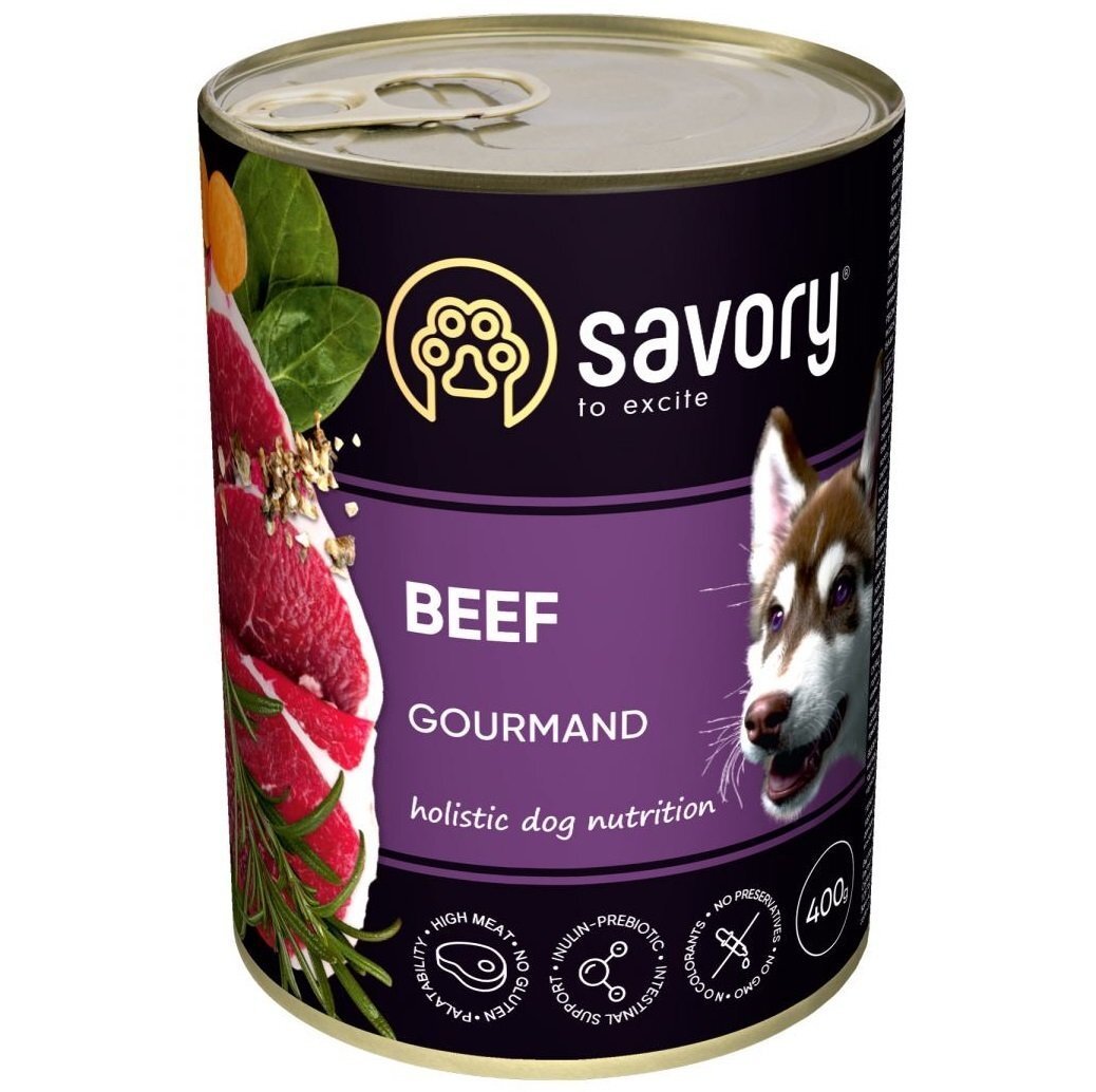 Влажный корм для взрослых собак Savory с говядиной 400г – купить в ...