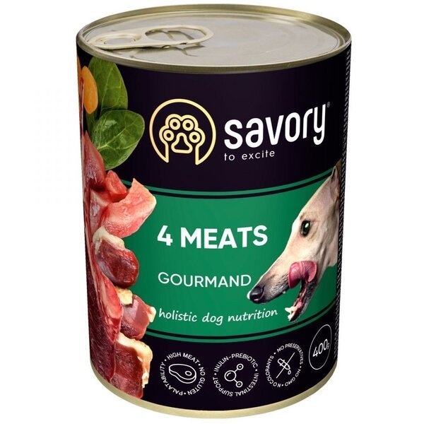 ≡ Вологий корм для дорослих собак Savory із чотирма видами м'яса 400г ...
