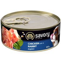 Вологий корм для цуценят Savory з кроликом 100г