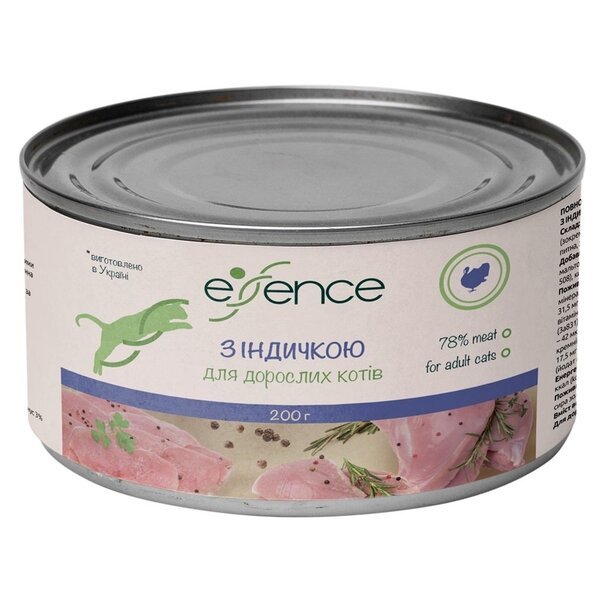 

Влажный корм для взрослых котов Essence с индюшкой, 200 г