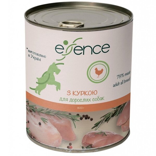 

Влажный корм для взрослых собак Essence с курицей, 800г