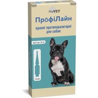 Капли от блох и клещей ProVET ПрофиЛайн для собак весом 4-10 кг, 4 пипетки по 1,0 мл