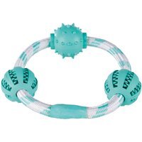 Іграшка для собак Trixie "Кільце"-канат з м'ячами для чищення зубів Denta Fun гума, 20см/5см