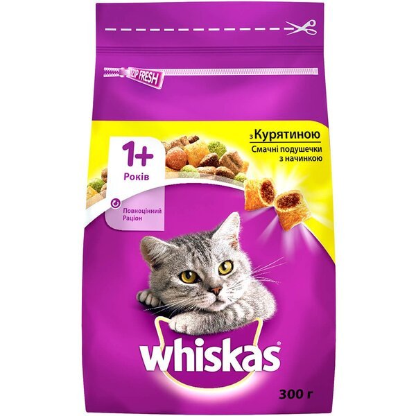 

Сухой корм для взрослых кошек Whiskasas с курицей 300г
