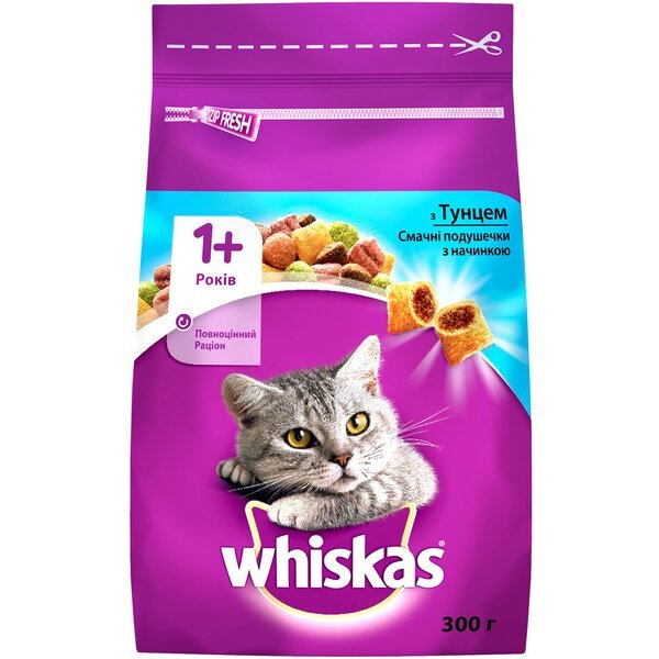

Сухой корм для взрослых кошек Whiskasas с тунцом 300г
