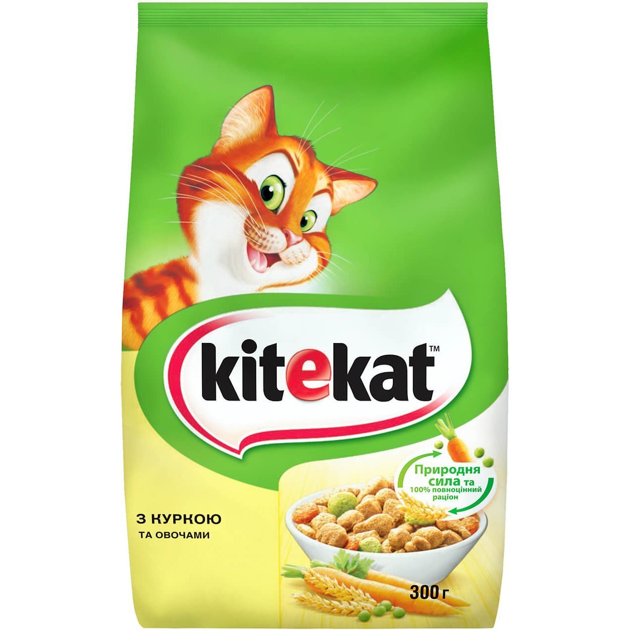 Сухой корм для взрослых кошек KiteKat с курицей и овощами 300г – купить ...