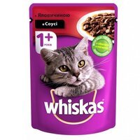 Вологий корм для котів Whiskas з яловичиною в соусі 85г