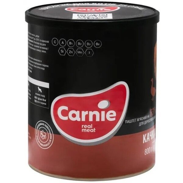 

Паштет мясной для собак Carnie Dog из утки 0,8 кг