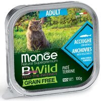 Паштет для дорослих котів Monge Cat Be Wild Gr. Free Wet Adult анчоус з овочами, 100 г