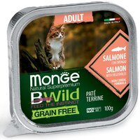 Паштет для дорослих котів Monge Cat Be Wild Gr.Free Wet Adult лосось з овочами, 100 г