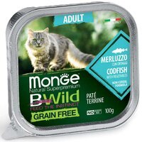 Паштет для дорослих кішок Monge Cat Be Wild Gr. Free Wet Adult тріска з овочами, 100 г