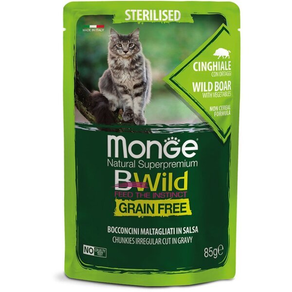 Влажный корм для стерилизованных кошек Monge Cat Be Wild Gr.Free мясо ...