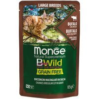 Вологий корм для кішок великих порід Monge Cat Be Wild Gr. Free Wet шматочки в соусі, з м'ясом буйвола, 85 г