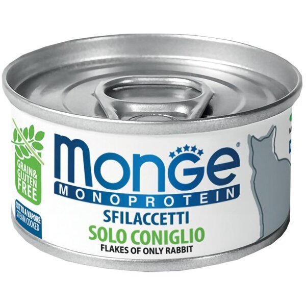 

Влажный корм для кошек Monge Cat Monoprotein мясные хлопья кролик, 80 г