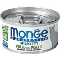 Вологий корм для кішок Monge Cat Monoprotein м'ясні пластівці курка з горошком, 80 г