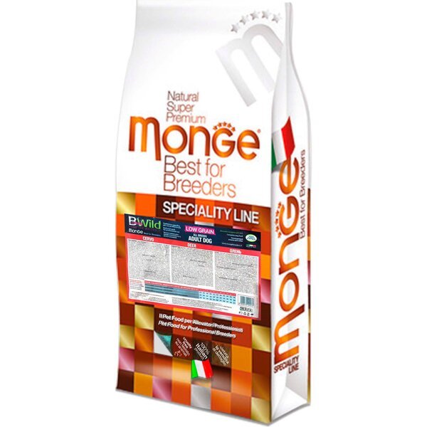 Сухой корм для собак Monge Dog Be Wild Low Grain с олениной, 15 кг ...