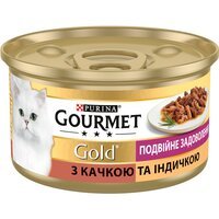 Влажный корм для кошек GOURMET Gold "Двойное удовольствие" с уткой и индейкой 85 г