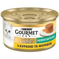 Влажный корм для кошек Gourmet Gold. Нежные биточки с курицей и морковью 85 г