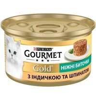 Влажный корм для кошек Gourmet Gold Нежные биточки с индейкой и шпинатом 85 г