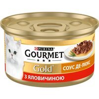 Влажный корм для кошек Gourmet Gold Соус Де-Люкс с говядиной 85г