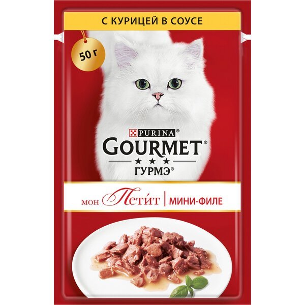 

Влажный корм для кошек Gourmet Mon Petit со вкусом курицы 50 г