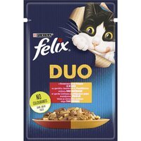 Вологий корм для кішок Felix Fantastic Duo з яловичиною та птицею шматочки в желе 85 г