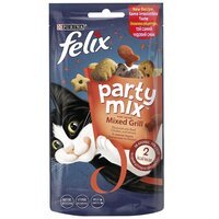 Сухой корм для кошекFelix Party Mix Mixed Grill для кошек, гриль микс со вкусом курицы, говядины и лосося, 60 г
