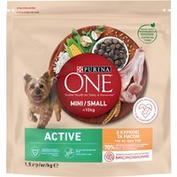 Сухий корм для активних собак дрібних порід Purina One Mini Active c куркою та рисом 1.5 кг