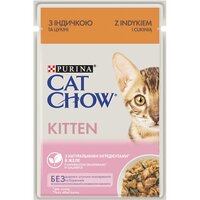 Влажный корм для котят Cat Chow Kitten нежные кусочки с идейкой и цукини в желе 85 г