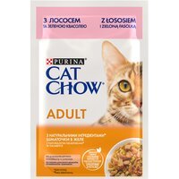 Вологий корм для кішок Cat Chow Adult для кішок, з лососем та зеленою квасолею, 85 г