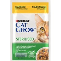 Вологий корм для стерилізованих кішок Cat Chow Sterilised з куркою та баклажанами 85 г