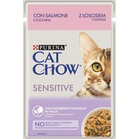 Вологий корм для кішок з чутливим травленням Cat Chow Sensitive лосось та цукіні в соусі, 85 г