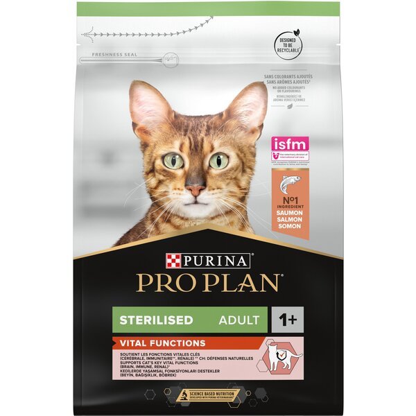 Сухой корм для стерилизованных кошек Purina Pro Plan Cat Sterilised с лососем, 3 кг