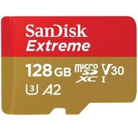 Карта памяти SanDisk microSD 128GB C10 UHS-I U3 R190/W90MB/s Extreme Pro V30 + SD адаптер (SDSQXAA-128G-GN6MA)