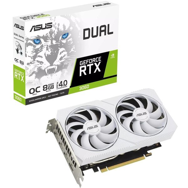 

Видеокарта ASUS GeForce RTX 3060 8GB GDDR6 DUAL OC WHITE (90YV0GB7-M0NA00)