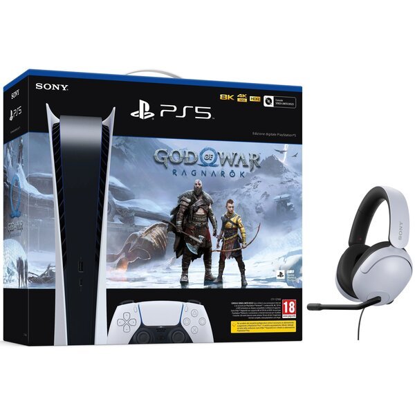 

PlayStation 5 Digital Edition (код на God of War Ragnarok) + игровая гарнитура Sony MDR-G300