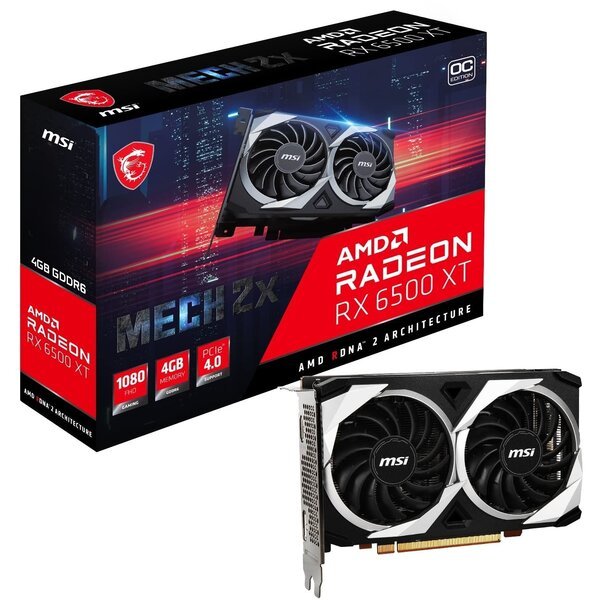 

Видеокарта MSI Radeon RX 6500 XT 4GB GDDR6 MECH 2X OC