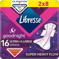Гигиенические прокладки Libresse Ultra Goodnight Extra Large ночные с крылышками 16 шт