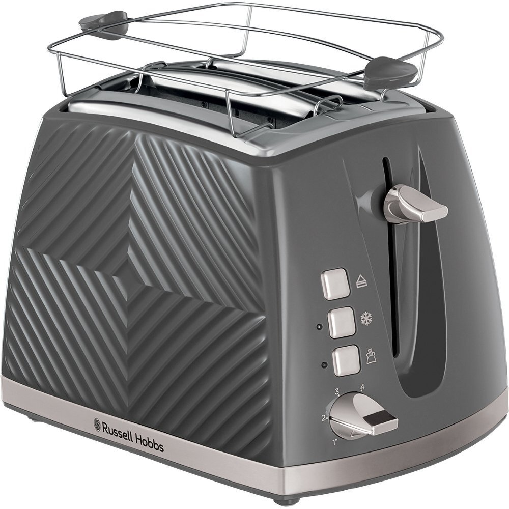 Тостер Russell Hobbs Groove 2 Slice, 850Вт, пластик, підігрів, розморозка, сірий (1430401)