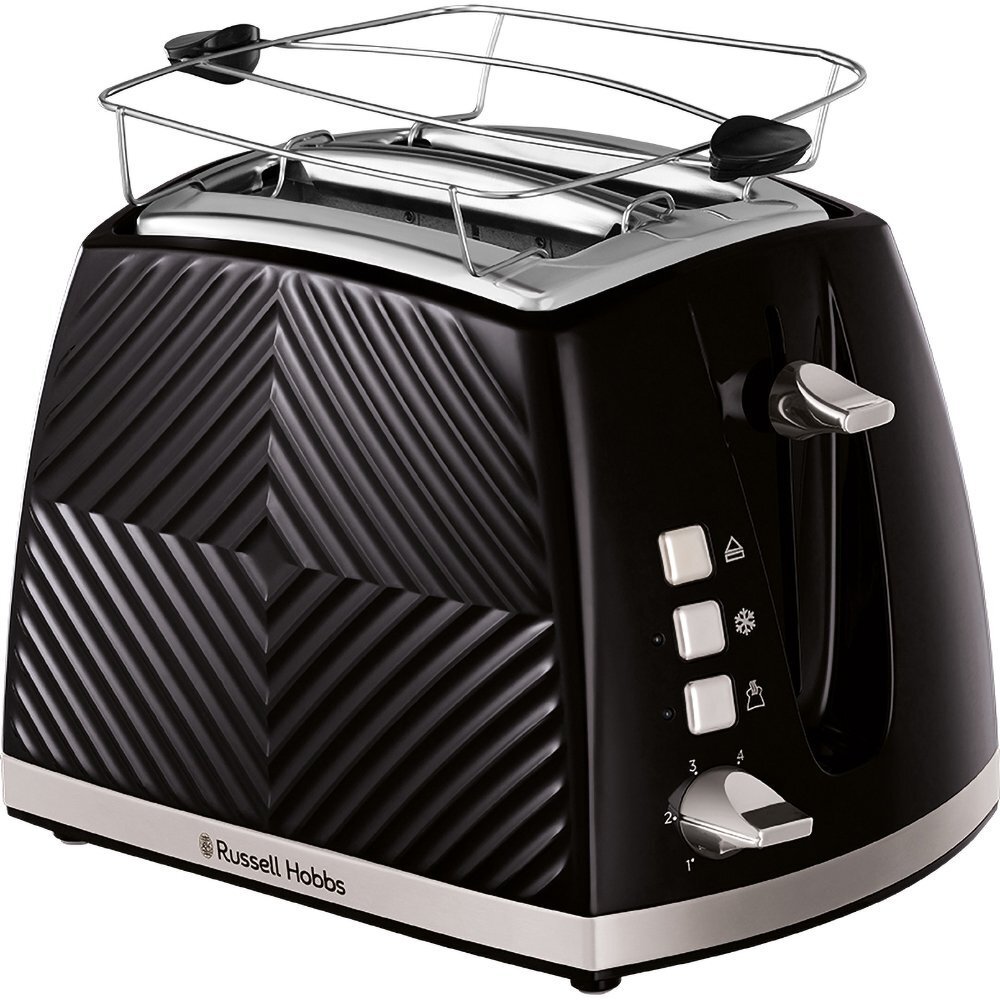 Тостер Russell Hobbs Groove 2 Slice, 850Вт, пластик, підігрів, розморозка, чорний (1430409)