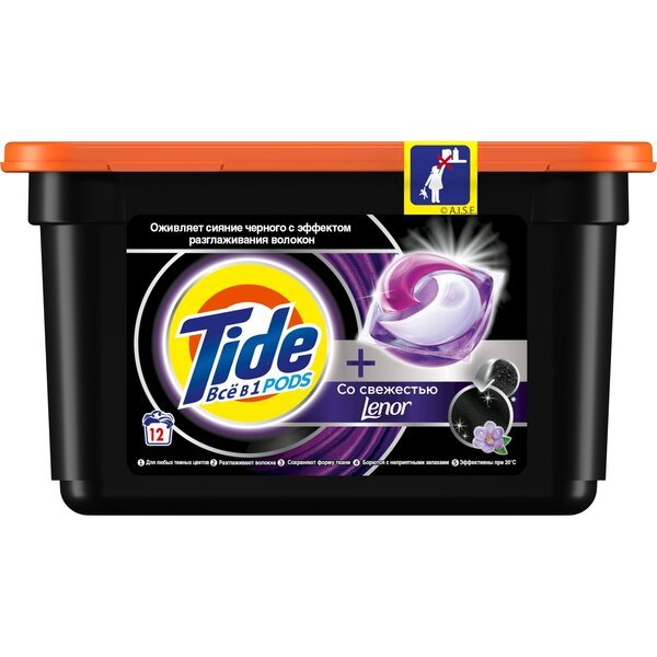 

Капсулы для стирки Tide Все-в-1 Для Черных Вещей + Lenor Эффект, 12 шт.