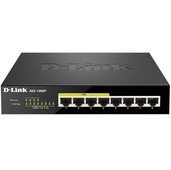 

Коммутатор D-Link DGS-1008P/E 8xGE (4xGE PoE, 4xGE), 60W, 802.3at (DGS-1008P/E)