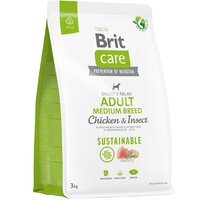 Корм для собак середніх порід Brit Care Dog Sustainable Adult Medium Breed з куркою та комахами