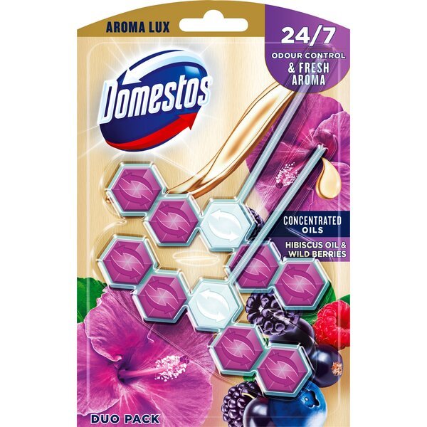 

Блок для очистки унитаза Domestos Aroma Lux Свежесть гибискуса и лесных ягод 2*55г