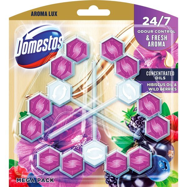 

Блок для очистки унитаза Domestos Aroma Lux Свежесть гибискуса и лесных ягод 3*55г