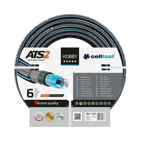 

Шланг садовый Cellfast HOBBY Ats2™ 1/2'' 15м (16-204)