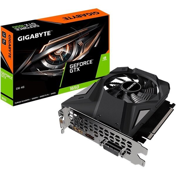 

Видеокарта GIGABYTE GeForce GTX1650 4GB DDR6 128bit DP-HDMI-DVI D6 (GV-N1656D6-4GD)