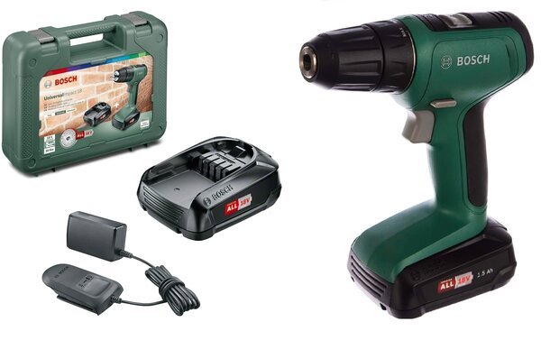 

Шуруповерт-дрель Bosch UniversalDrill 18, 18В, 2х1.5Ач (0.603.9C8.005)